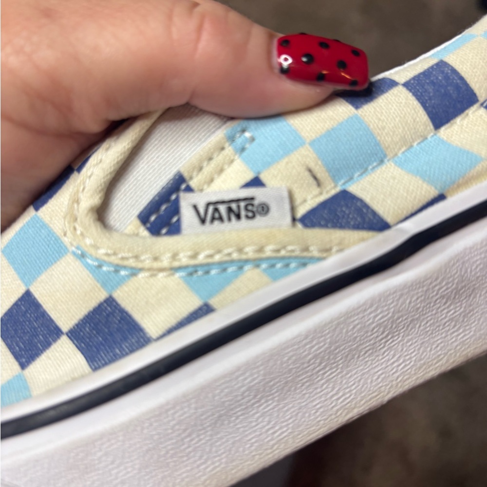 Vans 2 Tone Blue Checkerboard Slip On Sneakers Men 6 Women 7.5 Beach Surf - Picture 7 of 10